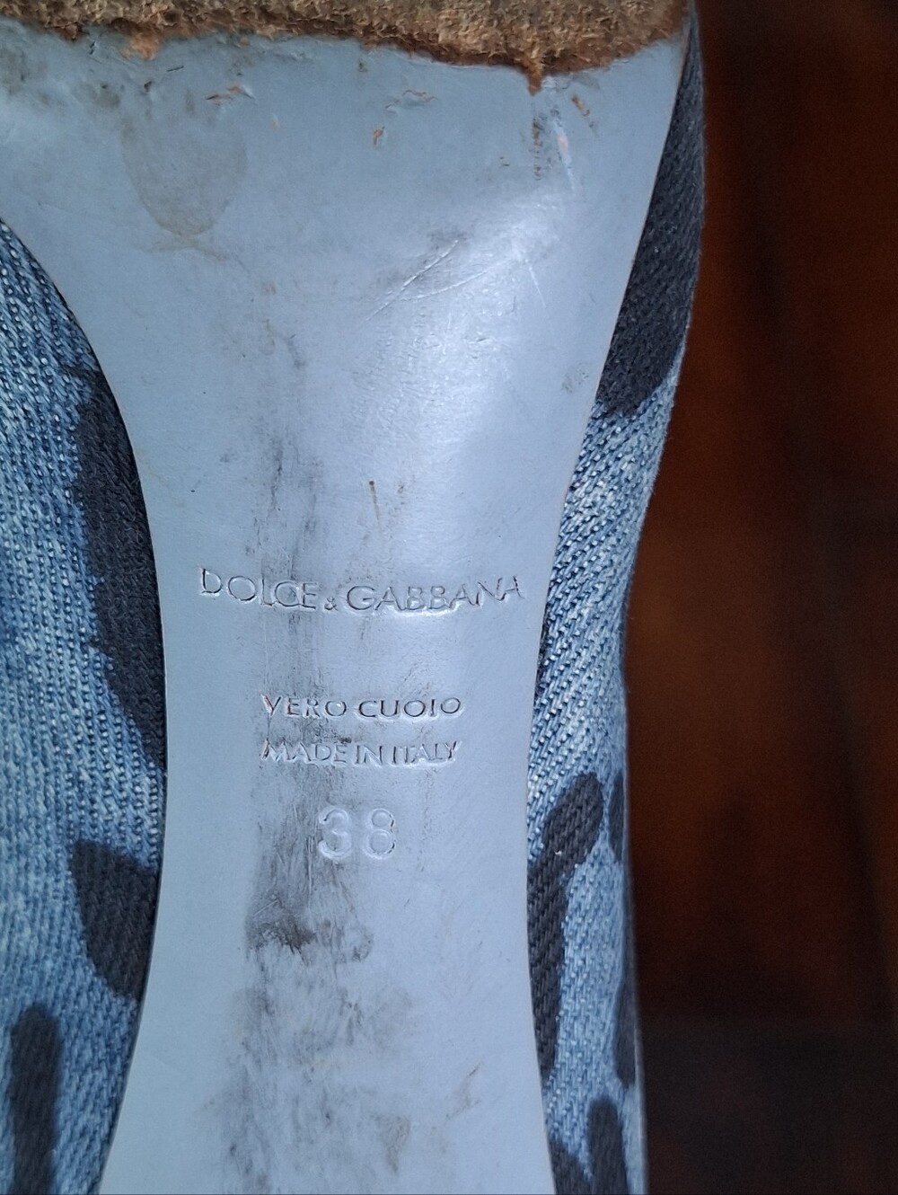 Dolce & Gabbana Blue Leopard Print Denim Pumps Heels EU 38 US 7.5 Made in Italy - Picture 9 of 9